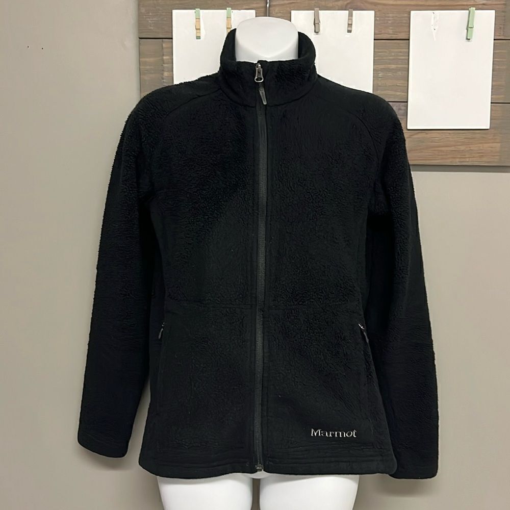 Marmot Women’s Black Full Zip Teddy Collared Long Sleeve Jacket w/ Pockets- Med
